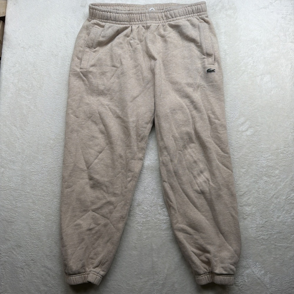Lacoste Jogger Sweatpants Men M Oatmeal French Sportswear Graphic Lounge